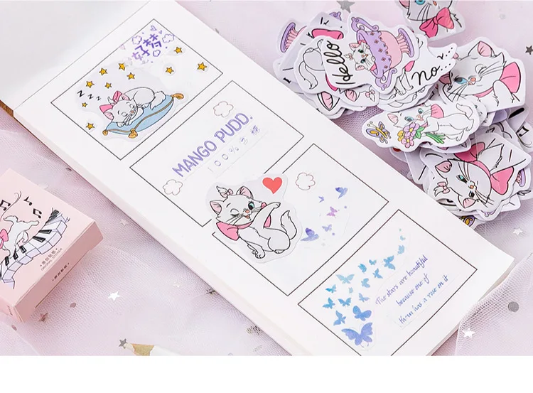 Kawaii Cat коллекция бумаги маленький дневник мини японский милый коробка наклейки Набор Скрапбукинг милые хлопья журнал канцелярские принадлежности