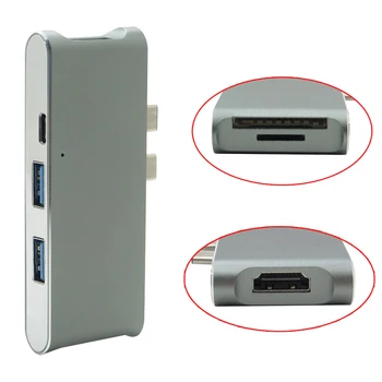 

6 in 1 Daul 2 USB 3.1 Type C Charging Port + HDMI 4K Adapter + 2 USB 3.0 Ports + Micro SD/SD Card Reader Hub for MacBook Pro