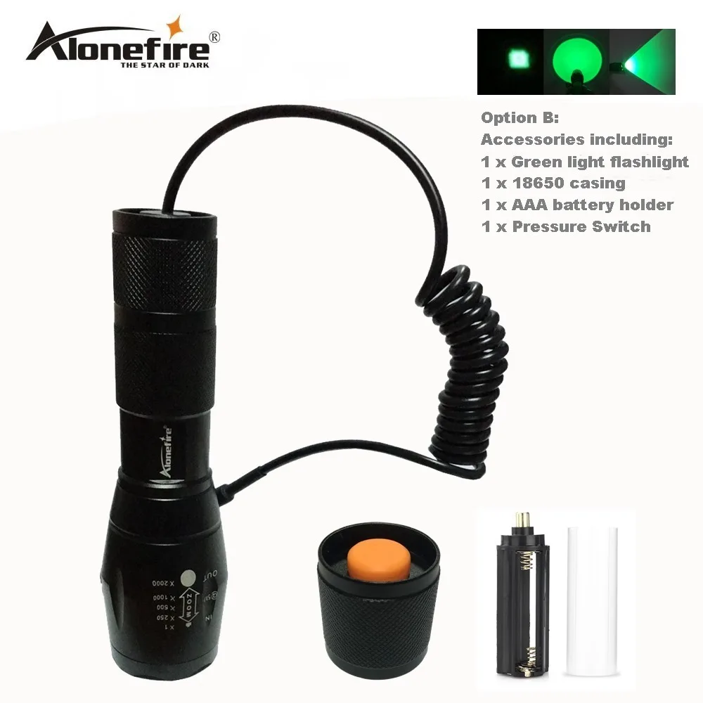 AloneFire E17, зеленый светильник, точечный светильник, прожектор, светильник, масштабируемый, тактический, охотничий, вспышка, светильник фонарь с дистанционным переключателем давления - Испускаемый цвет: Option B