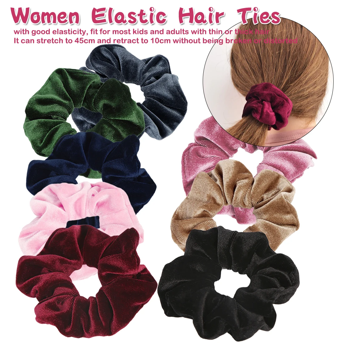 

1Pcs Colors Good Quality Velvet Scrunchies Elastic Band Ponytail Holder Velvet Hair Scrunchies Women Headwear Accessories