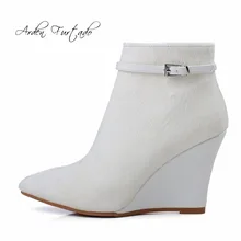 Arden Furtado Новинка зимняя обувь на платформе, обувь на высоких каблуках Натуральная кожа, конский волос; Модные женские ботильоны; белые туфли для женщин; туфли с острым носком