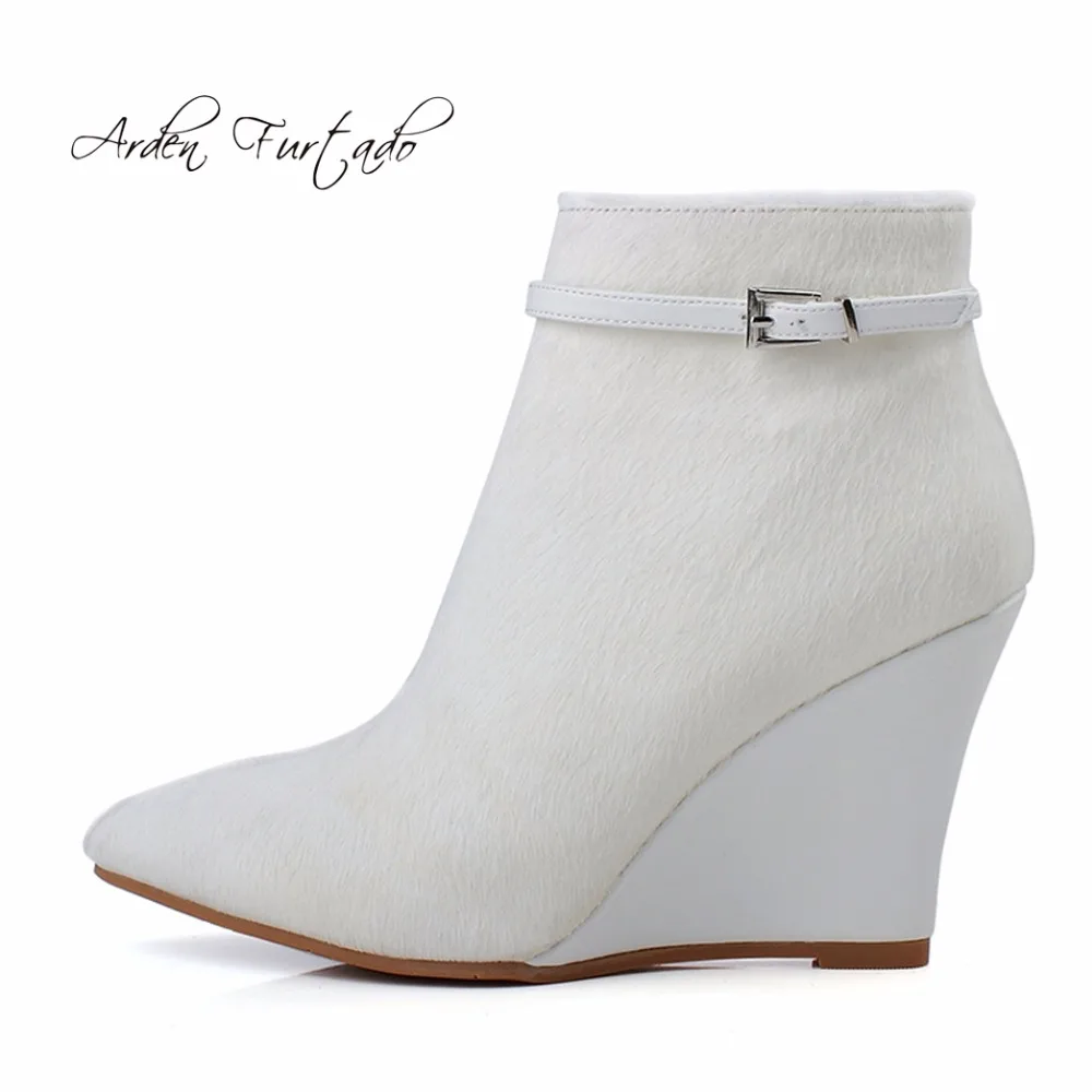 white wedge ankle boots