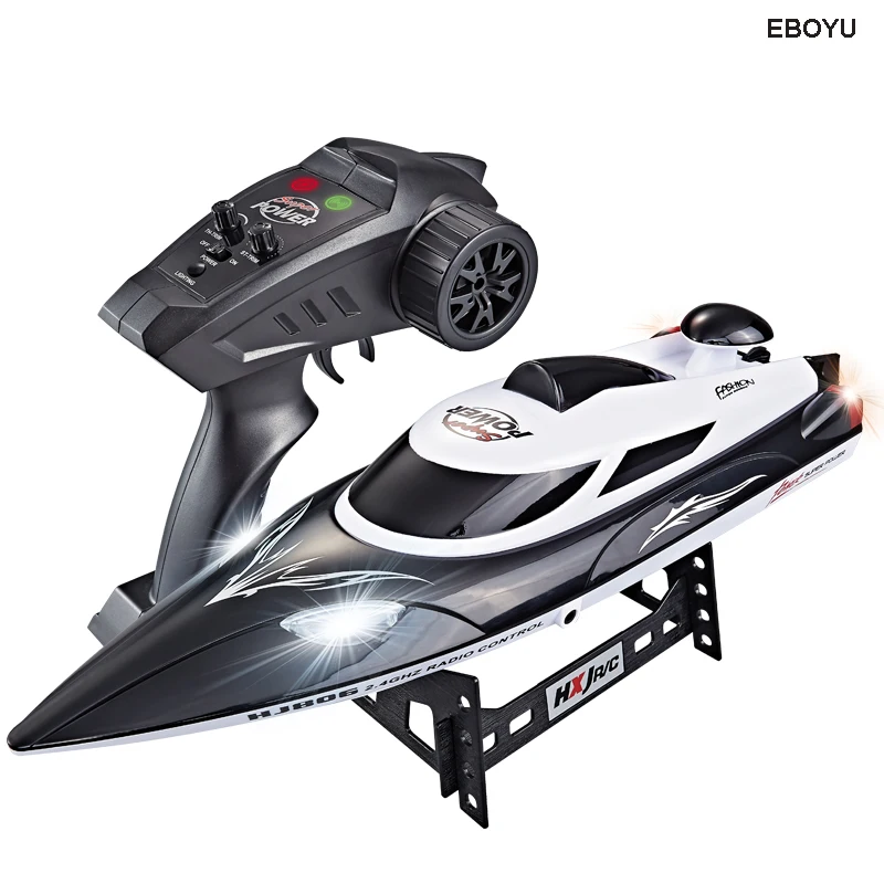 HongXunJie HJ806 2 4G 4CH 180 водонепроницаемый 35 км/ч скоростная гоночная лодка с красочными