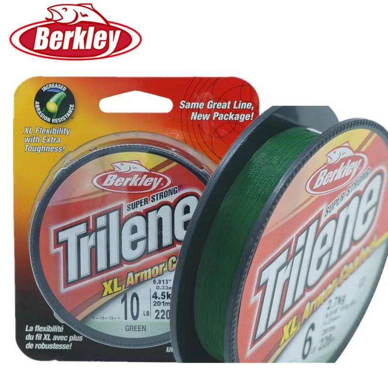 Berkley TRILENE 201m 220yd нейлоновая рыболовная леска 6/10/12/14/17/20LB зеленая приманка