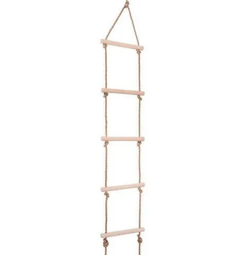 Outdoor Indoor Sturdy Climbing Wooden PE Rope Ladder With 5 Rungs Block Sports Fitness Wooden Set Accessories Toys  (15)