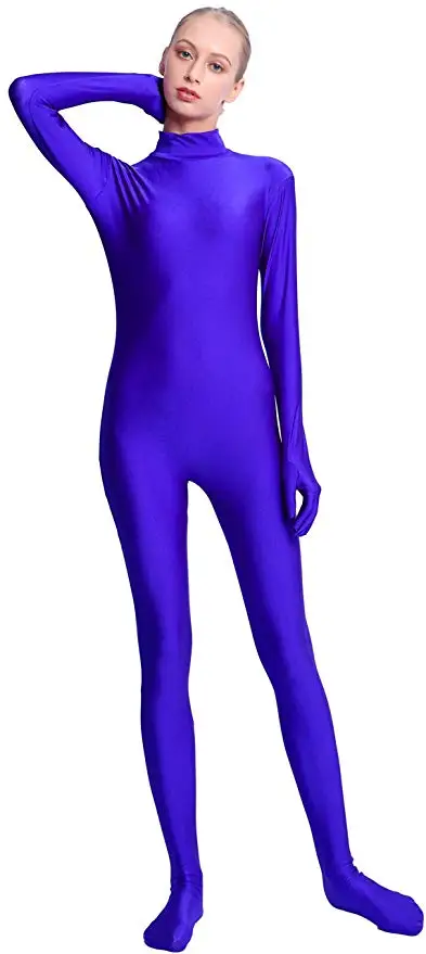 SPEERISE взрослый полный тело Zentai черный лайкра спандекс ноги обтягивающие облегающие комбинезоны костюм для женщин Unitard человек Косплей костюмы - Цвет: Синий