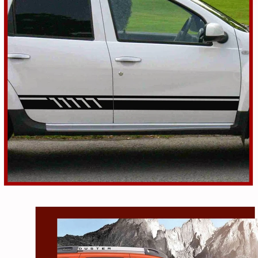 Автомобильные наклейки 2 шт., боковые двери в полоску, графические виниловые автомобильные аксессуары, наклейки на заказ для dacia renault duster