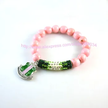 

Alpha K Alpha Newest Custom AKA Sorority Inspired Arm Candy Charm rammel bead Bracelet bangle 5pcs 1 lot
