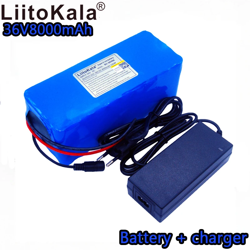 

LiitoKala electric bicycle 36v8ah lithium battery 18650 42V 8000mAh 10S4P large capacity battery pack bms 500W with 2A charger