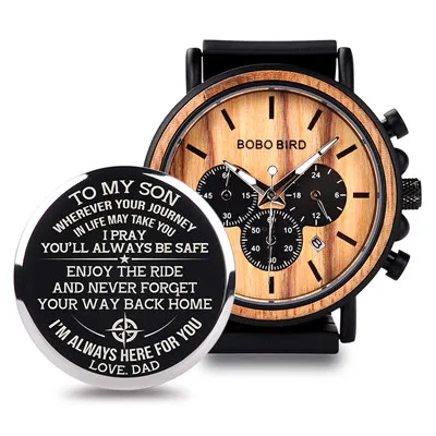 Персонализированные часы для мужчин с гравировкой наручные часы дерево и нержавеющая сталь Группа юбилей подарок на день рождения erkek kol saati - Цвет: WISH023