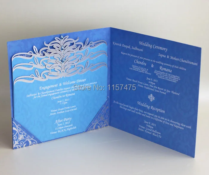 

HI3012 - Cusomized Dark Blue Wedding Invitation with Laser Cut Cards