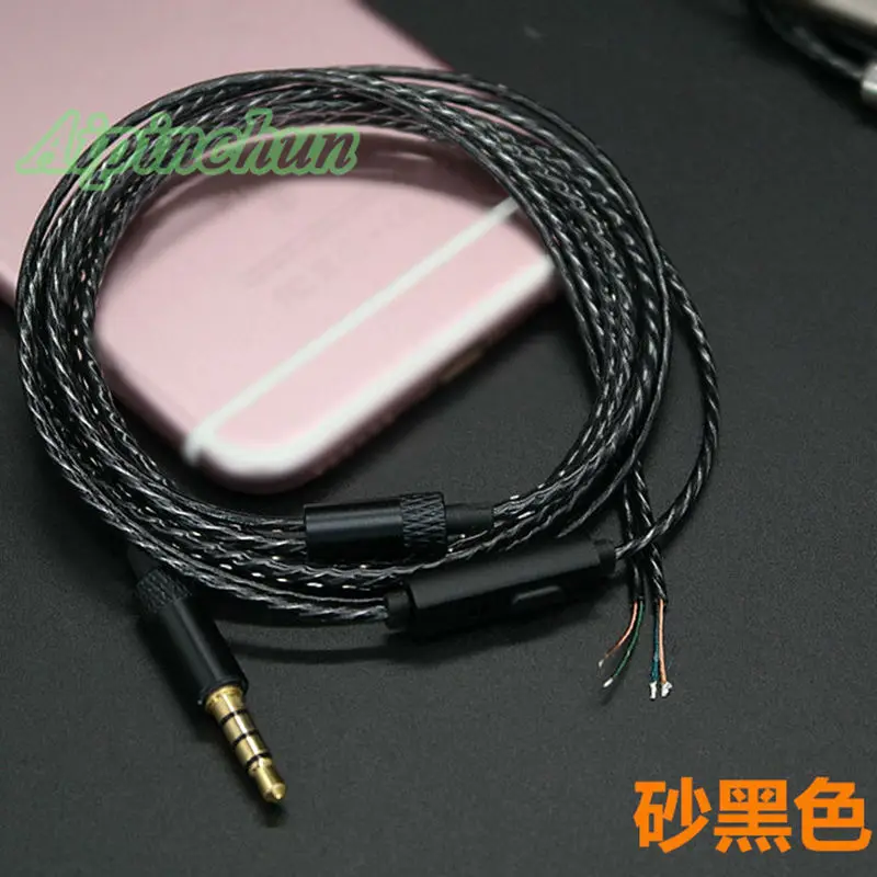 

Aipinchun 3.5mm 4-Pole DIY Earphone Audio Cable with Mic Repair Replacement Headphone 18 Copper Core Wire 125cm Length AA0201