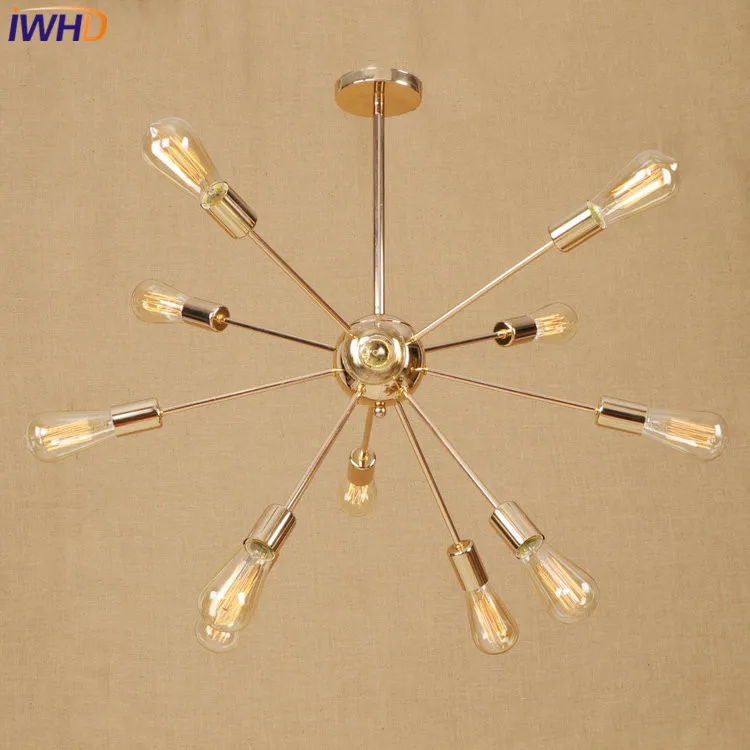 

IWHD Vinatge LED Pendant Lights E27*12 Industrial Loft Pendant Lamp Creative Droplight Hanglamp Fixtures Home Lighting Luminaire