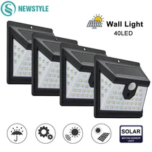 40 светодиодный светильник на солнечных батареях 3 режима движения PIR сенсор Солнечный настенный светильник Открытый водонепроницаемый сад двор огни безопасности