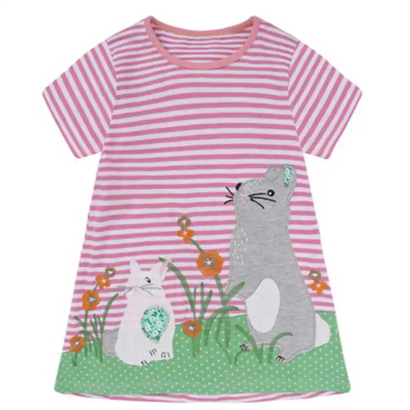 

Summer Dress for Girls Children's Wear 2018 Princess ANIMAL APPLICATION Costumes for Children Party Dresses for Girls