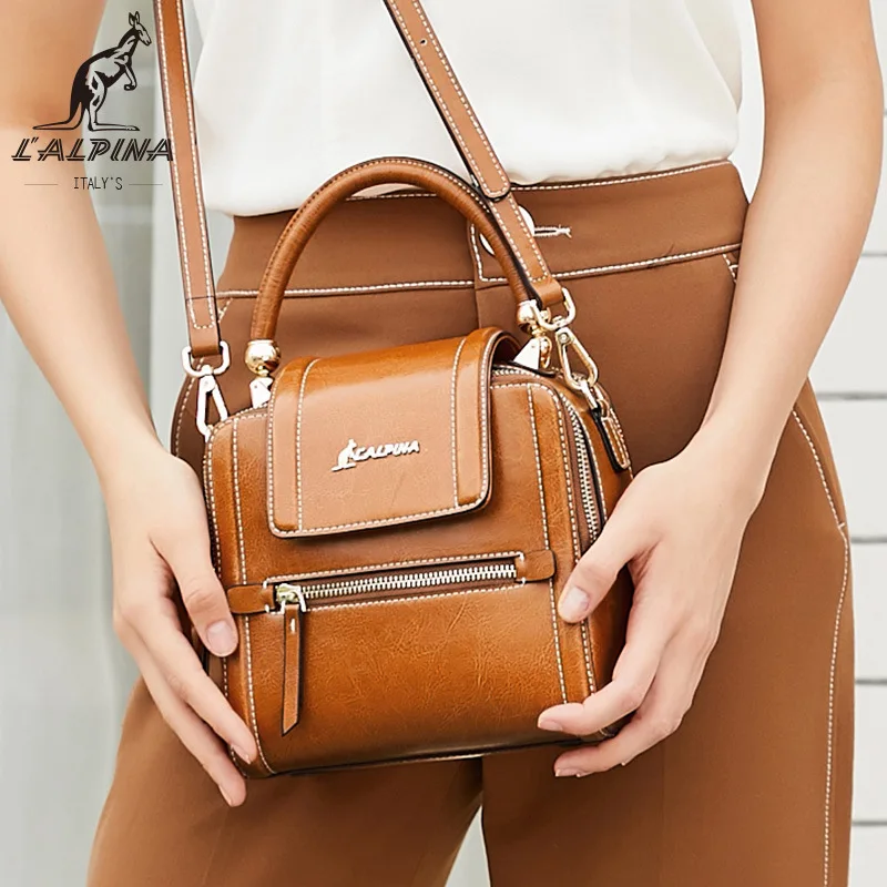 

Bag female new personality explosion retro oil wax leather wild Messenger bag handbag