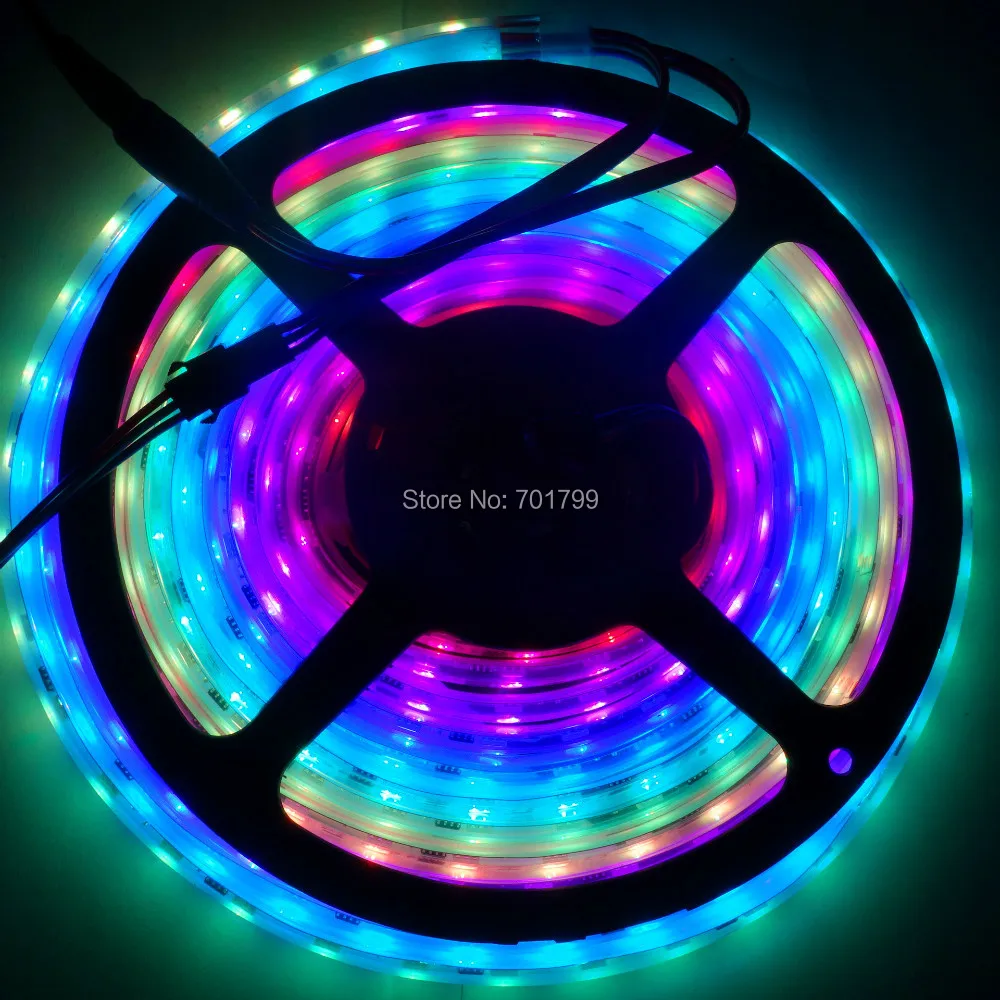 Полноцветная светодиодная лента IP68 С Φ 5m DC12V WS2811 240led (16ixes/m) WHITEPCB led digital strip|epoxy resin