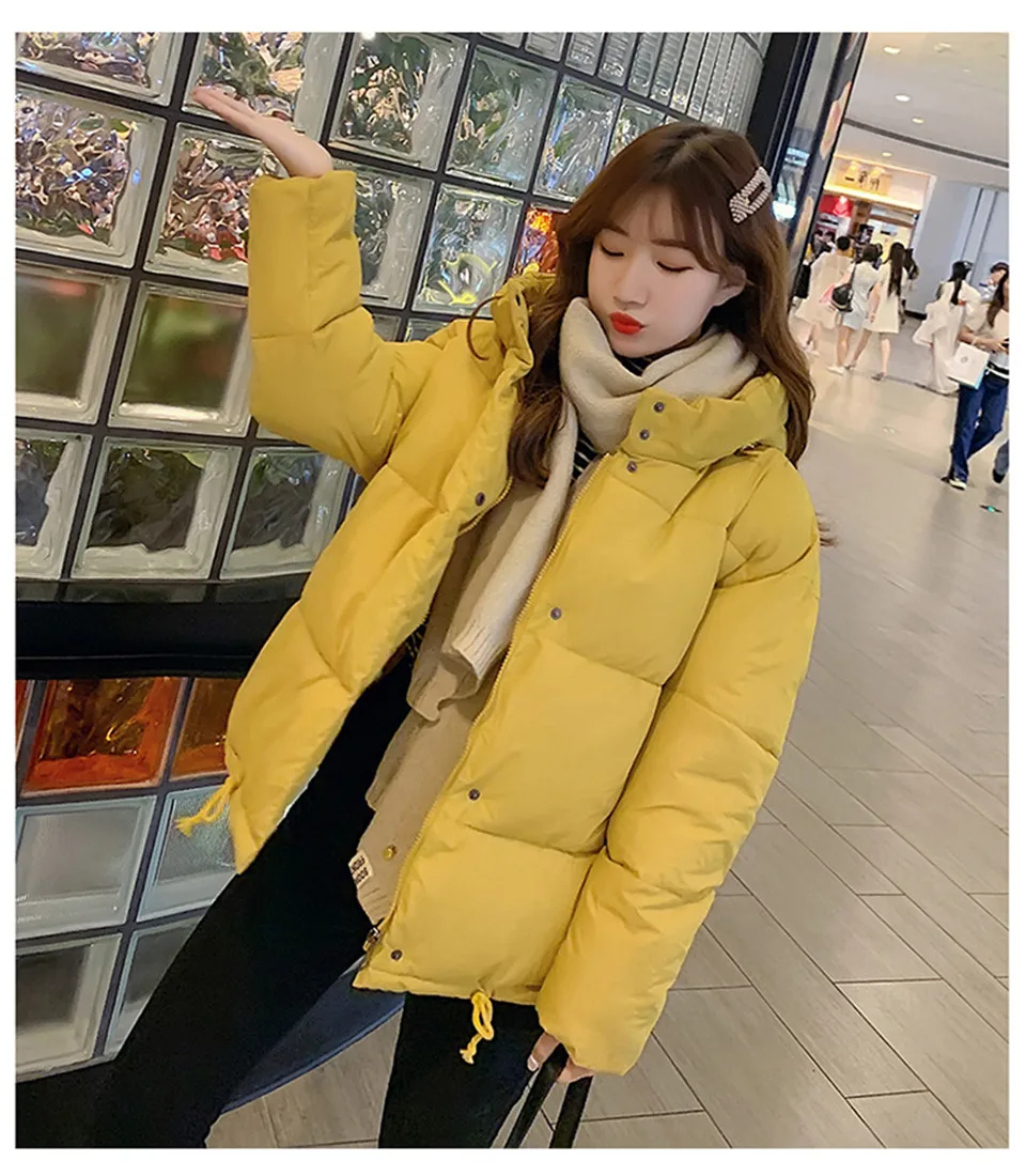 Базовая свободная теплая однотонная куртка-парка с капюшоном зимнее Стеганое пальто Новое Женское теплое хлопковое зимнее женское пальто в Корейском стиле