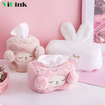 

Cute Japanese Style Plush Tissue Box Cover For Home Car Tissue Holder Roll Paper Storage Tissue Dispenser Removable Tissue Case