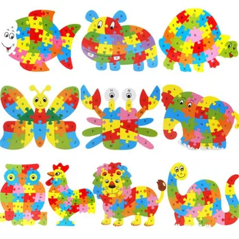 

Wooden Animal Jigsaw Letter Blocks Kid toy Fruit/Animal/Life educational toy for baby A1