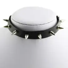 Gótico hombres mujeres Unisex imitación cuero remache de Punta gargantilla joyería de collares Punk chic