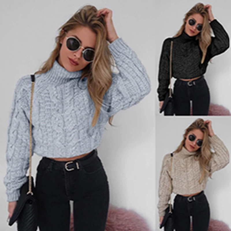 

2019 Spring New Vogue Women Sweater Turtleneck Sexy Solid Colors Women Pullovers Simple Style European Sweather Femme SR018