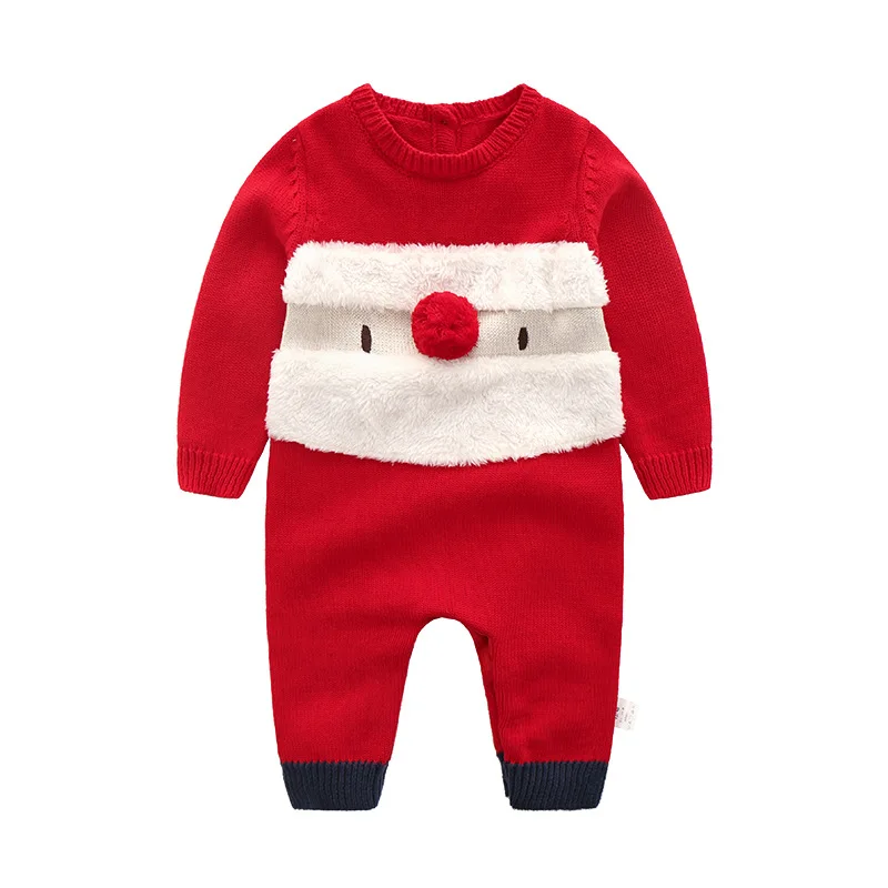

2018 Winter Romper Cotton Knitted Sweater Kids Christmas Rompers Newborn Warm Cotton Boy Girl Jumpsuit