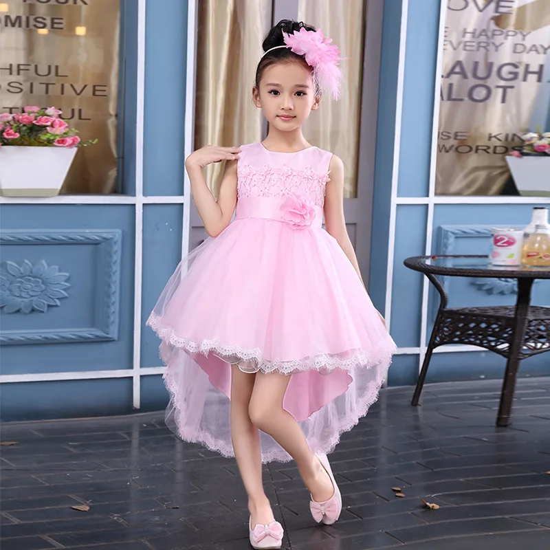 Dovetail Children Dresses Girls wedding Dresses Asymmetric Sleeveless