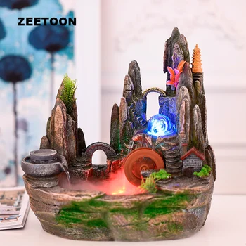 

110V-220V Creative Rockery Water Fountain Natural Resin Fish Tank Humidifier Home Feng Shui Wheel Decor Crafts Desktop Fountain