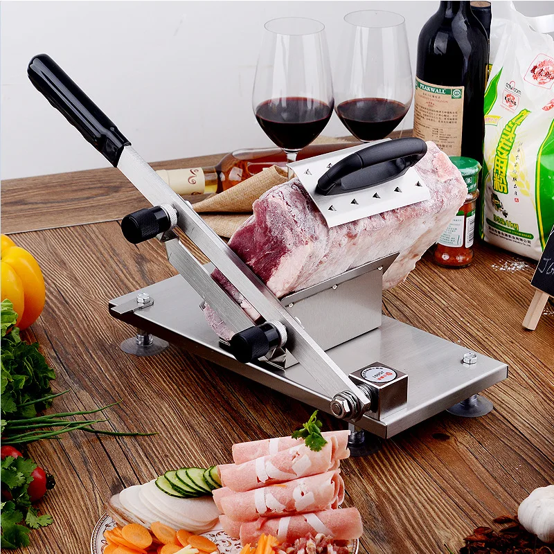 Home Manual Meat Machine Automatic Feed Meat Lamb Slicer Commercial Fat Cattle Mutton Roll Frozen Meat Grinder Planing Machine