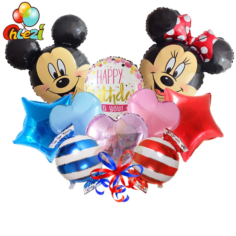 Микки Минни Маус мультфильм рисунок детский день рождения праздничные гелиевые шары Сердце Звезда Свадебные украшения детский душ globos - Цвет: style12