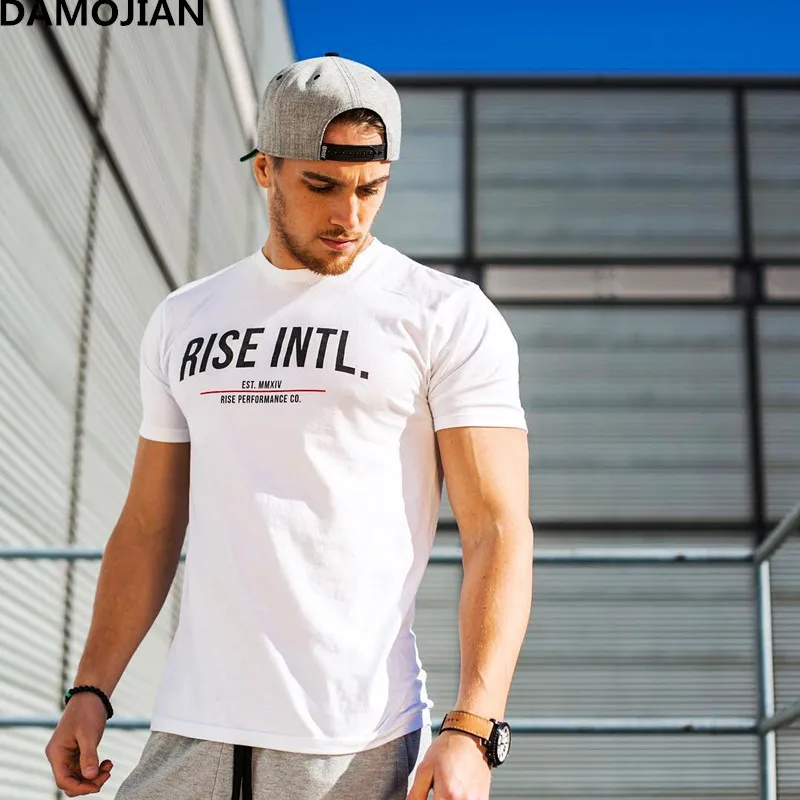 Для мужчин бренда тренажерные залы футболка Фитнес Бодибилдинг Crossfit Slim Fit