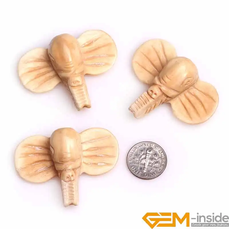 

36x47mm Big Carved Bone Animal Elephant Beads DIY Beads For Jewelry Making bulk 3 PCS To Sale Wholesale