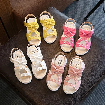

Summer Girls Sandals Flower Children Shoes For Girls Princess Shoes Kids Girls Bowtie Beach Sandals Pu Leather Sapatos Menina