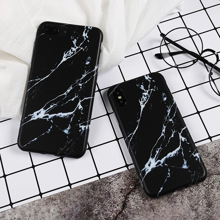 

Kisstop Case For iPhone X XS XR Granite Scrub Marble Stone Image Painted Soft TPU Silicone Phone Case For iphone 6 6s 7 8 Plus