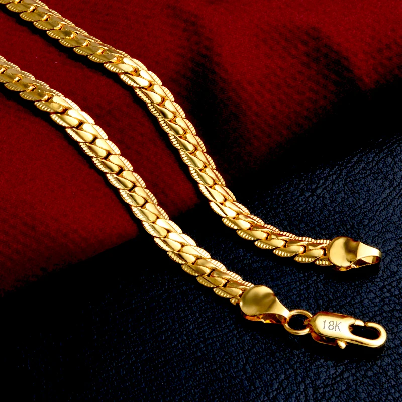 

Fashion 5mm 20 Inches Gold Color Stainless Steel Necklace Men Miami Cuban Link Chain Necklaces Hip Hop Jewelry Drop Shopping