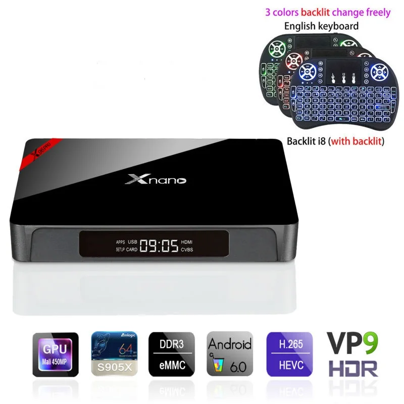 

Original X96 Pro Xnano Android 6.0 TV Box S905X Quad Core 2G+16G BT 4.0 4K HD2.0 OTA updated Smart Media Player DLAN Set Top Box