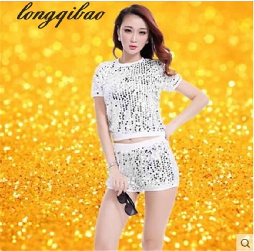 

The new modern dance performance clothing sequins DS female adult square dance jazz dance hip-hop dance clothing