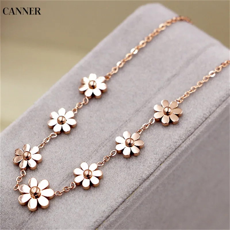 

Canner 2019 New Rose Gold 7 Daisy Anklets Bracelet Women Cute Foot Jewelry For Girl Gifts