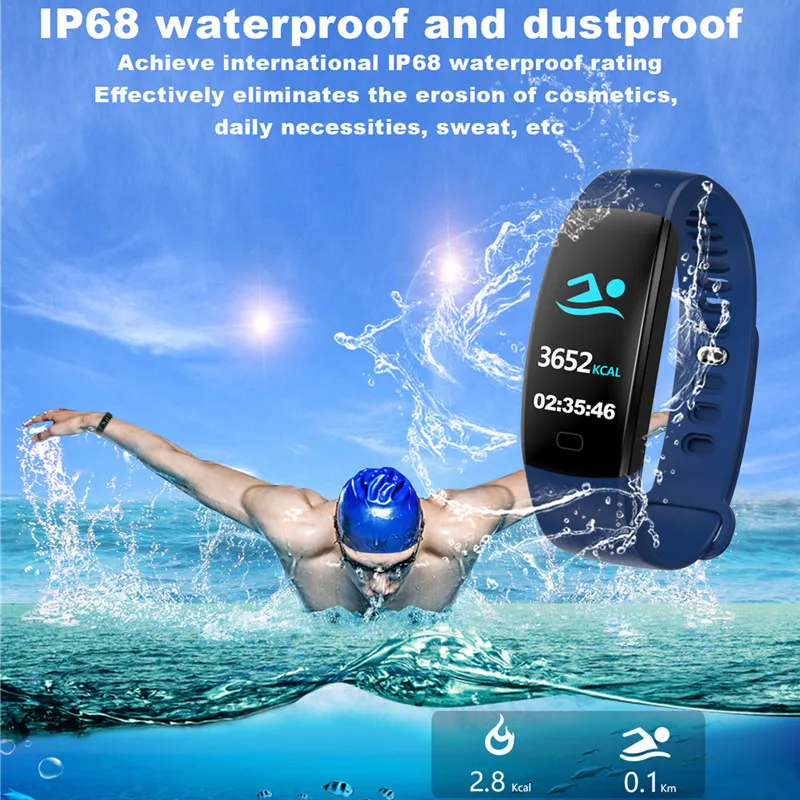 Умный Фитнес браслет amyniмало F64HR цветной экран IP68 водонепроницаемый с