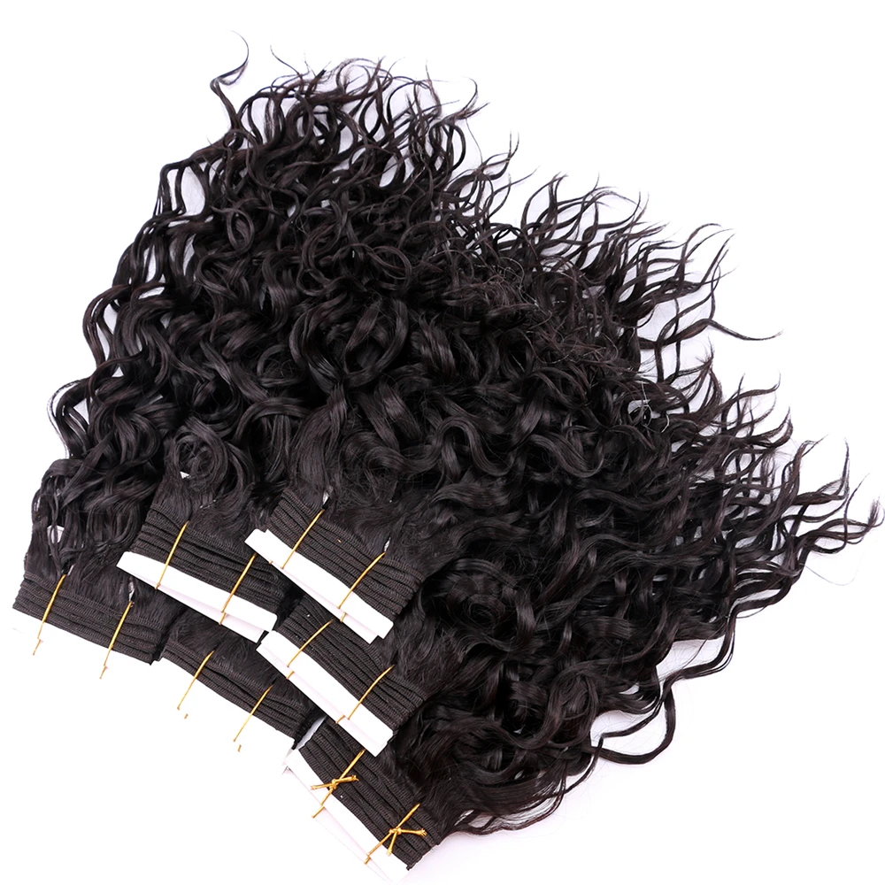 Натуральный черный цвет богемные вьющиеся волосы пучок синтетические волосы расширение 8-20 дюймовый двойной уток