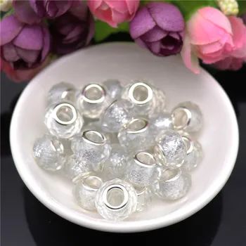 

10Pcs White Cut Faceted Glitter Powder Crystal Glass Spacer Beads Charms fit for Pandora Bracelet Necklace DIY Jewelry Making