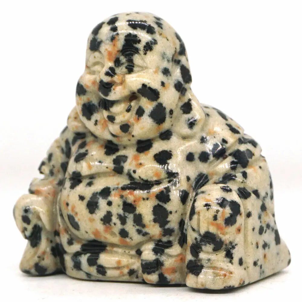 Майтрейя счастливый смех статуэтка Будды 1,4 дюйма Dalmation пятно, Джаспер резной кристалл целебная статуя Декор