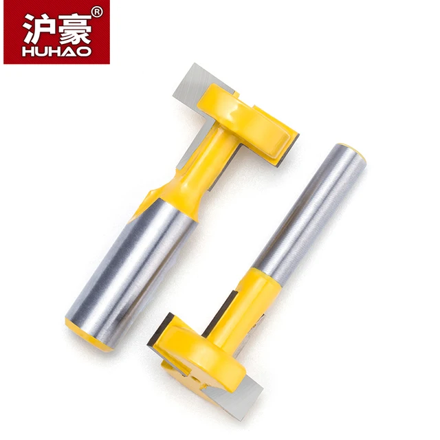 HUHAO 1pc 8mm 1/2″ Shank Woodworking Router Bit T-type Woodworking Slotting  Milling Cutter Tenon Splicing Cutter