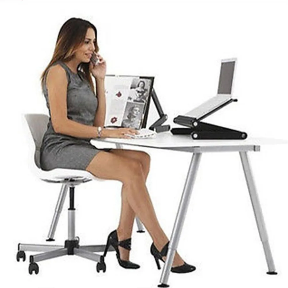 Portable Foldable Adjustable Laptop Desk Computer Table Stand Tray Notebook Lap PC Folding Desk Table with Mouse with fan