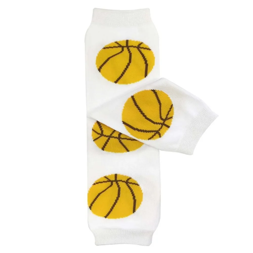 

Baby boy basketball leg warmers girl boy cotton white with yellow leggings Baby girl crawling socks keep leg warm