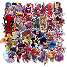 50 шт., Мультяшные наклейки Marvel, водонепроницаемые, для скейтборда, ноутбука, мото гитары, багажа, мебели, наклейка, игрушка, наклейка s