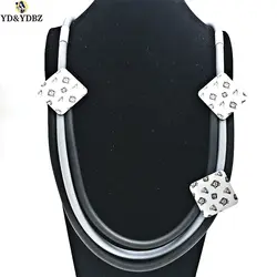 YD и YDBZ новый ручной узор Алюминий лист резиновое ожерелье черный и серый ювелирные изделия из веревки для Для женщин кулон Цепочки и