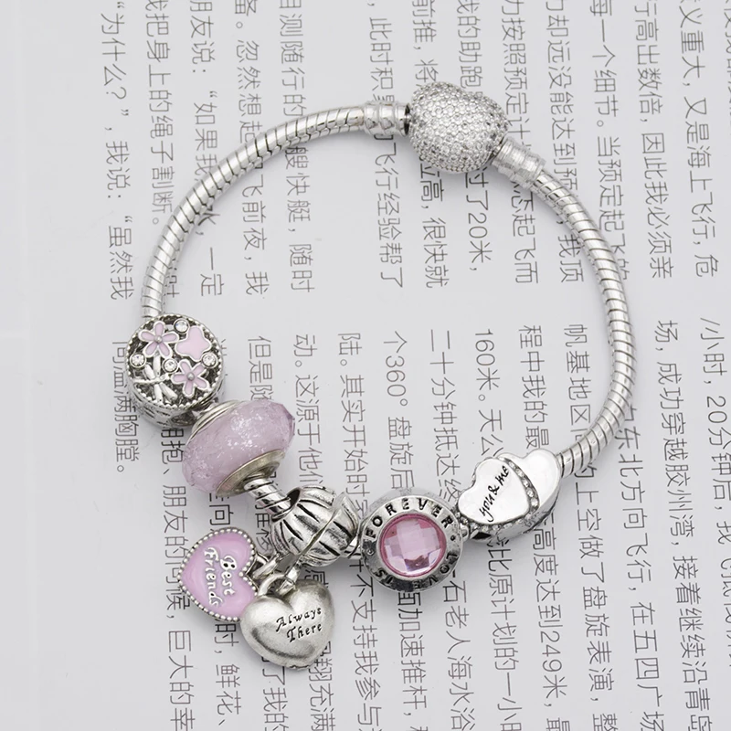 

wholesale High quality Love buckle with lzirconium pink love pendant bracelet never leaves your friend women charm bracelet