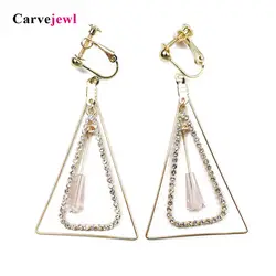 Carvejewl падение свисающие серьги, Кристалл Стразы стеклянные бусины подвеска треугольная серьги для Для женщин jewelry новые корейские серьги